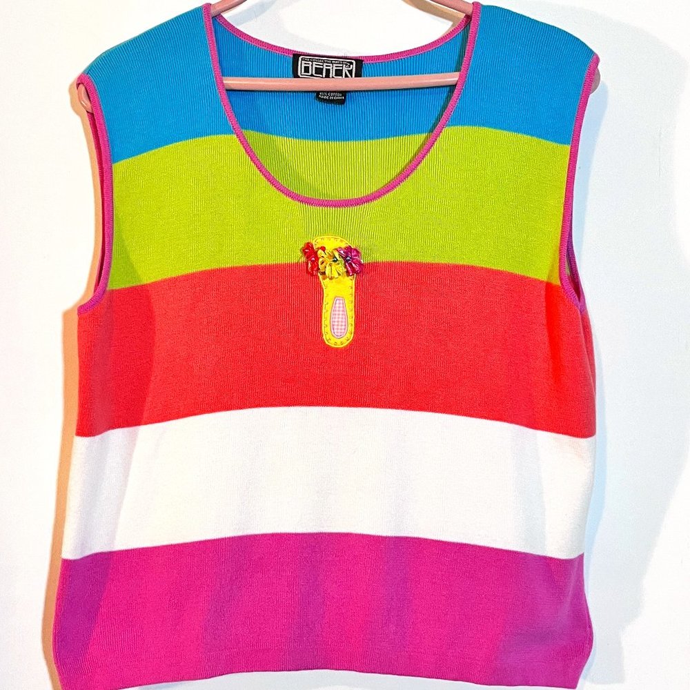 Berek Summer Flip Flop  Embellished Sleeveless Sweater
